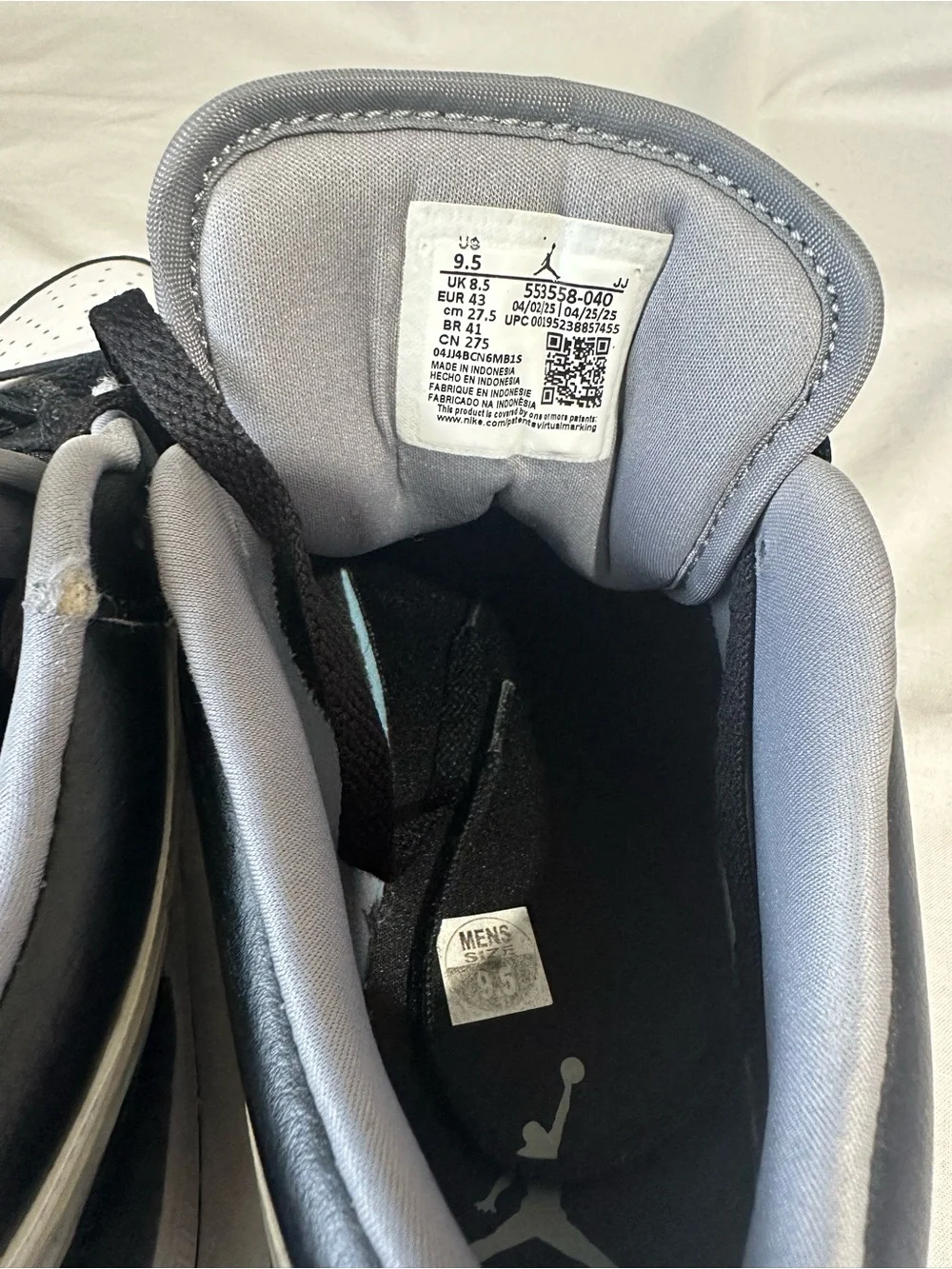 Jordan Black and White Low-Top Sneakers with Gray Accents